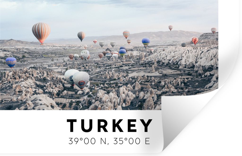 MuchoWow Wandtattoo Wandsticker Wandaufkleber Türkei - Kappadokien - Heißluftballon 30x20 cm Selbstklebend und Repositionierbar - Wierderverwen...