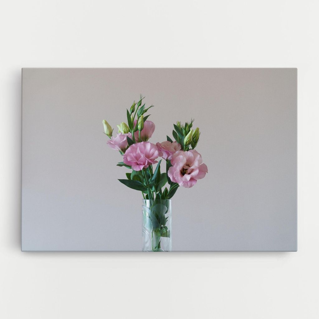 ARTHUB Leinwandbild 80x120 cm, Pretty Pink Flower Vase | Wohnzimmerdekoration, Hängende Bilder, Wanddekoration, Heimdekoration, Blumen, Blumen i...