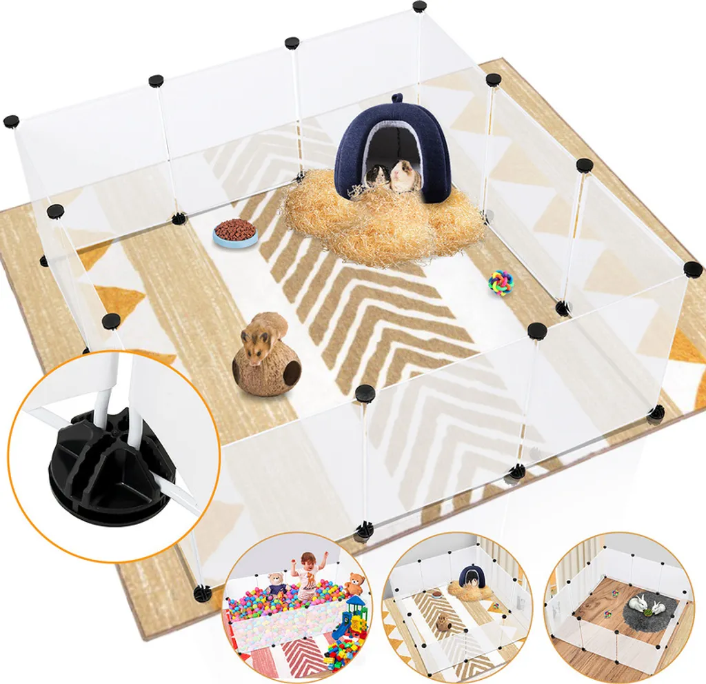 Jopassy Recinto Trasparente per Piccoli Animali - Playpen Modulare 12 Pezzi