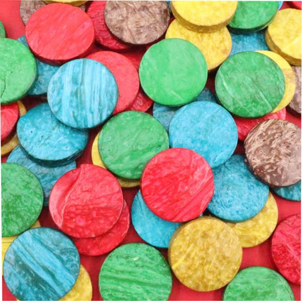 EDUPLAY 370151 Kreise aus Kokosnussschalen bunt (250 g)