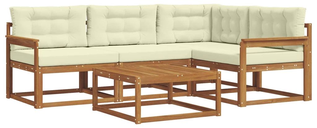 vidaXL Outdoor-Sofagarnitur mit Kissen 5 pcs Natur und Creme
