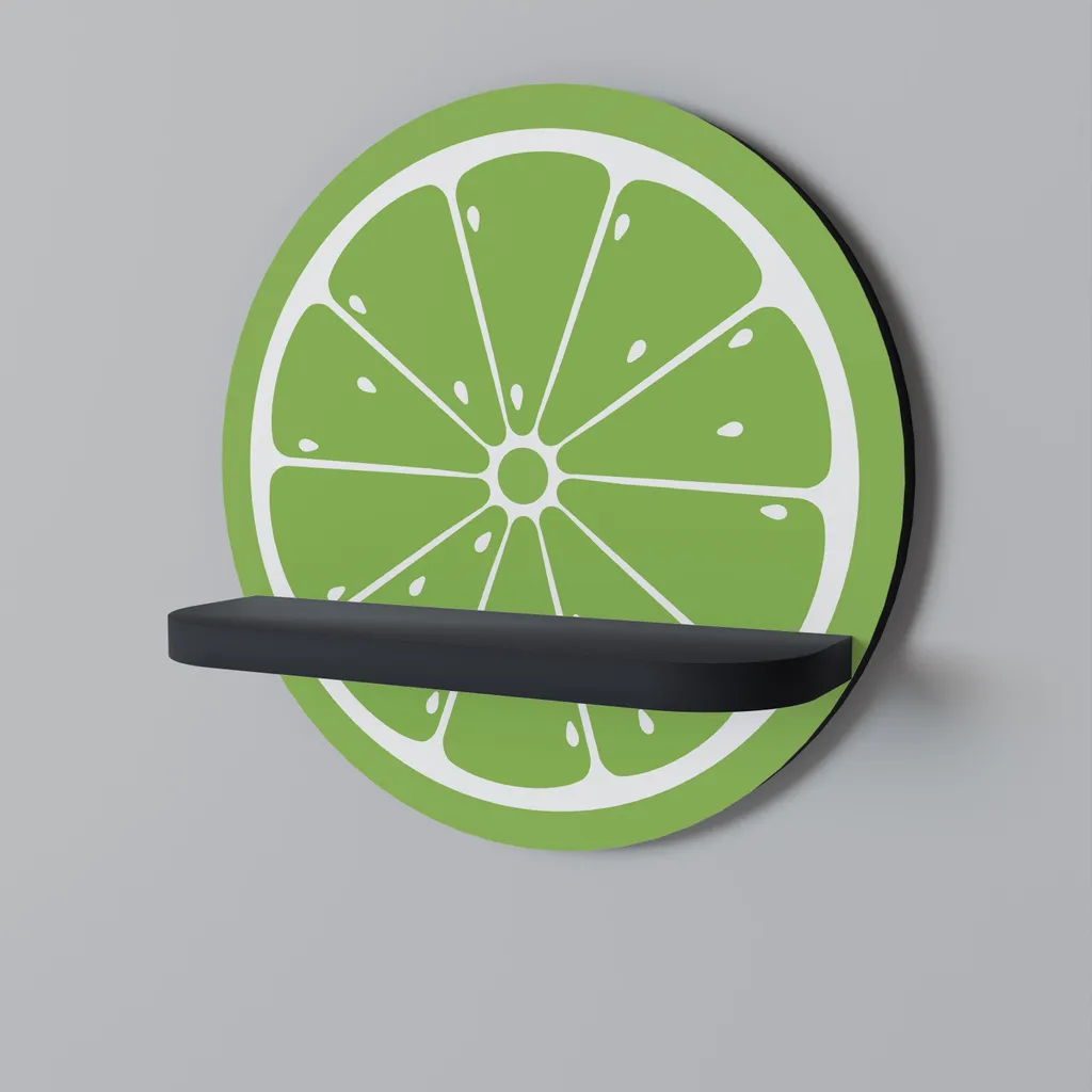 Étagère ronde noire REFRESHING LIME pour habiller un mur vide facilement