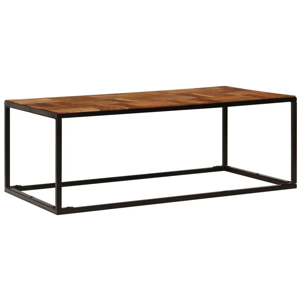 Table de Salon Rectangulaire en Bois d'Acacia et Pieds en Acier 110cm