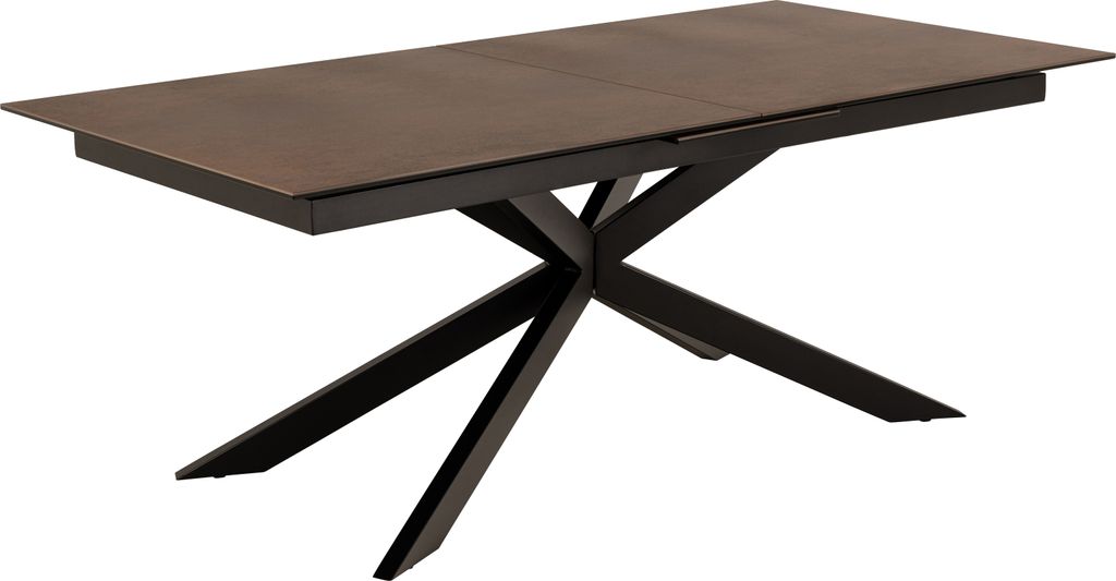 Kulissen-Esstisch >Irwine< (ausziehbar bis 240cm) in Glas-Keramik rostbrown - 200(240)x76x100 (BxHxT)