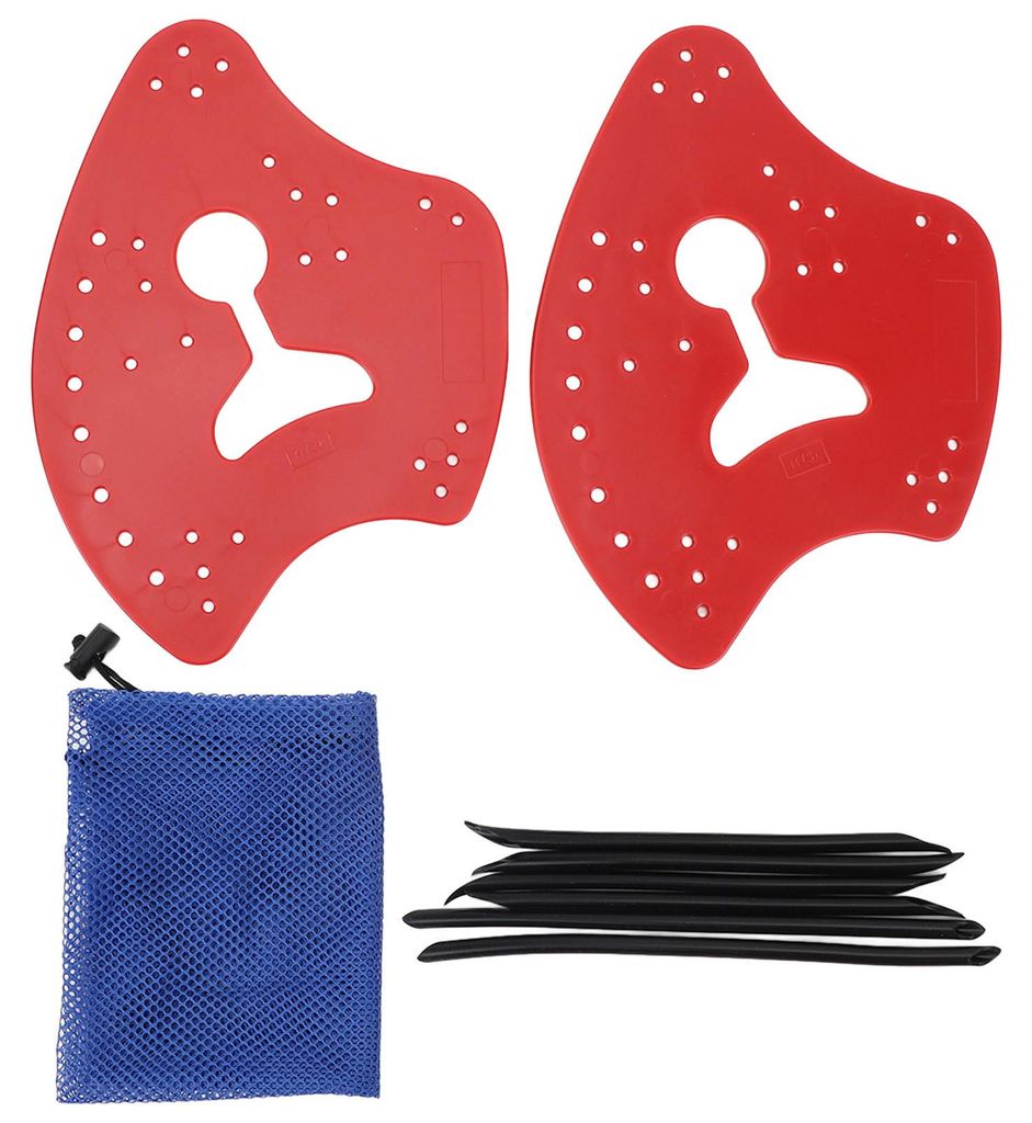 1 Paar Handpaddel für Schwimmen, PP-Silikon, verstellbare Flosse, flaches Paddel, Schwimmtrainingshilfe, Männer, Frauen, Kinder, Rot, M