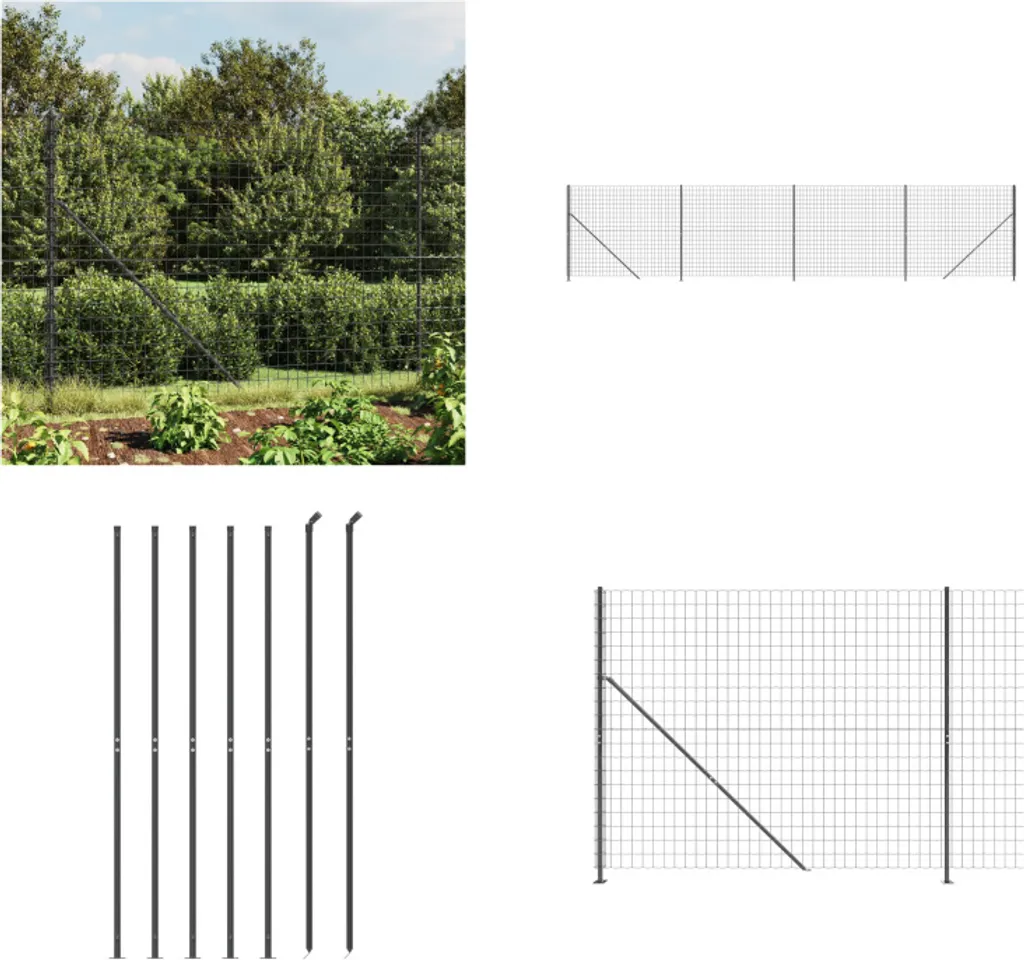 Recinzione Sicura vidaXL per Animali e Giardino 1,4x10m Antracite