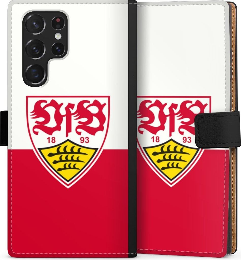 DeinDesign Klapphülle für Samsung Galaxy S22 Ultra Handytasche Lederhülle Tasche Logo Offizielles Lizenzprodukt VfB Stuttgart