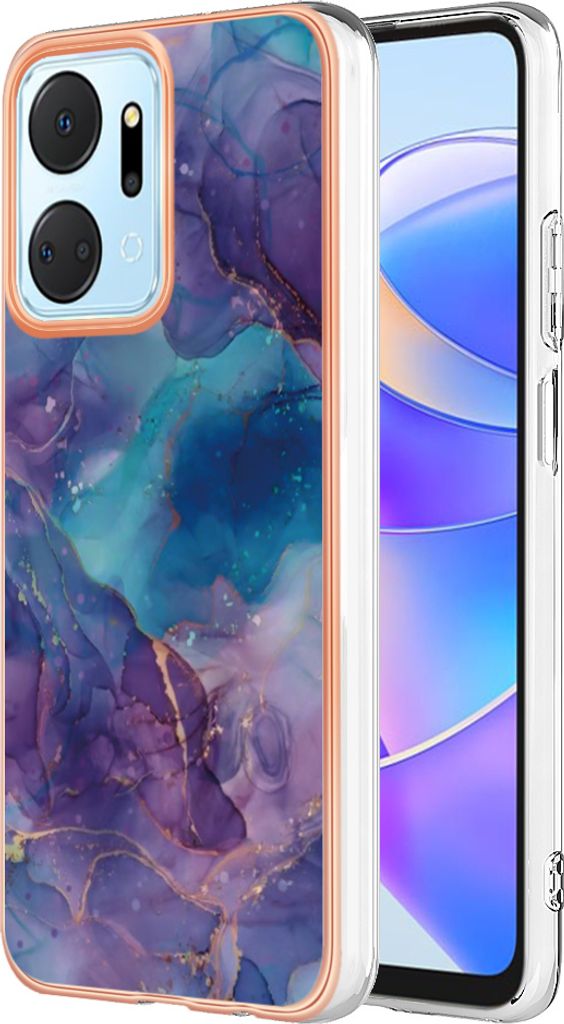 Honor X7A Hülle, Muster TPU Silikon Stoßdämpfer Bumper Schutzhülle für Honor X7A Lila