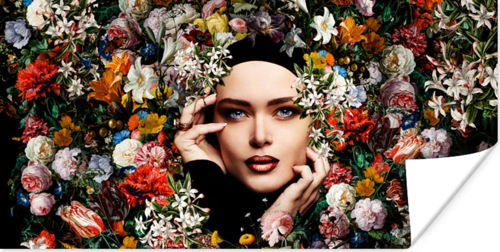 MuchoWow Poster Blume - Frauen - Porträt - Botanisch 160x80 cm - Foto Poster