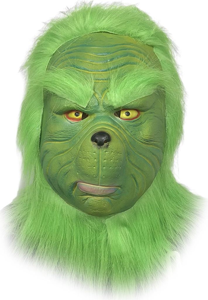 Weihnachtsgesichtskissen, realistische grüne Kopfbedeckung aus Latex, Weihnachtsmann, Cosplay-Kostüm, Weihnachtsparty-Zubehör für Erwachsene un...