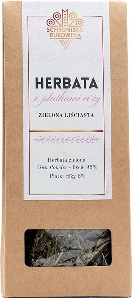 Herbata zielona z płatkami róży 80g - Schronisko Bukowina Zdjęcie produktu 
