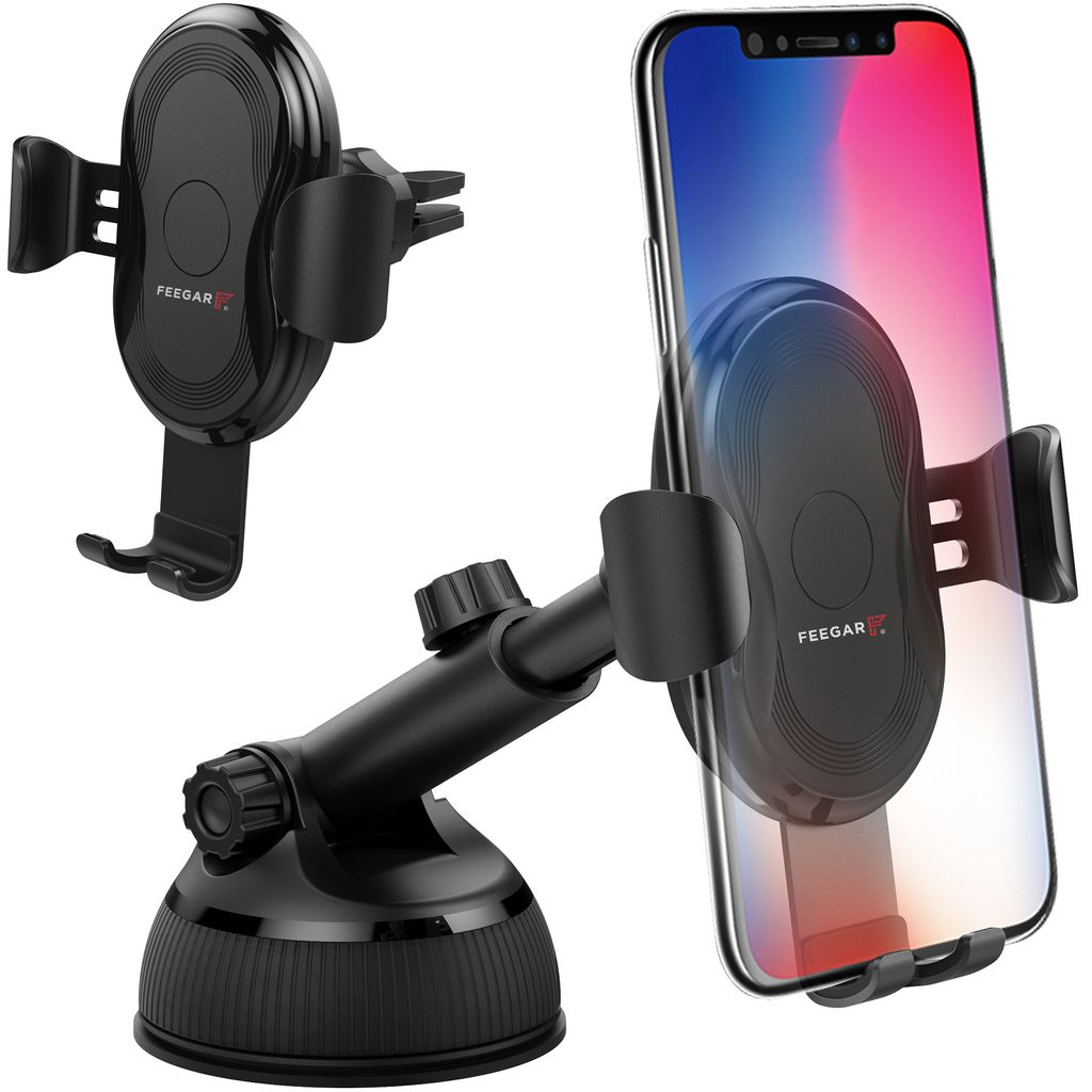 FEEGAR QH100 Handyhalterung Auto Handyhalter fürs Auto Amaturenbrett 3in1 Lüftung & Saugnapf 100% Sicher Kfz Handyhalterung Flexibel Für Alle Au...