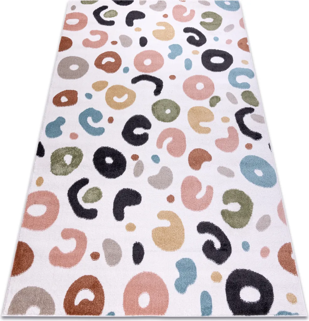 Tapis enfant motif pois crème et multicolore FUN 240x330cm résistant