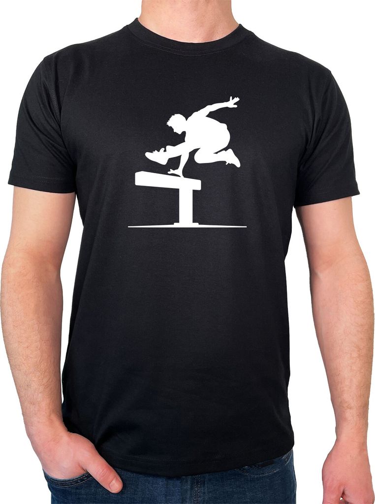 Huuraa Herren T-Shirt Parkour Freerunning S Black Bio Baumwolle Fairtrade Herrenshirt Geschenkidee
