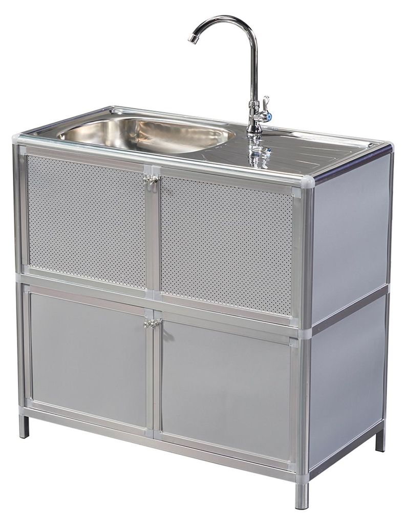 Outdoorspüle Gerti 83x82x43 cm mit Edelstahlspüle, Produktbild 