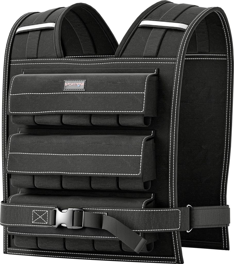 15 kg Anpassbare Gewichtsweste mit verstellbaren Gurten und reflektierenden Streifen, für Männer und Frauen