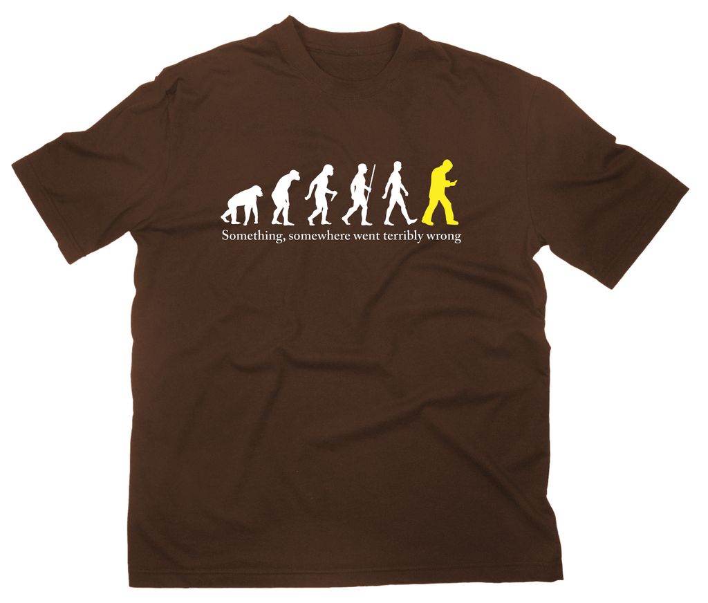Styletex23 T-Shirt Smartphone Fun Smombie Evolution of Man, braun, XXL