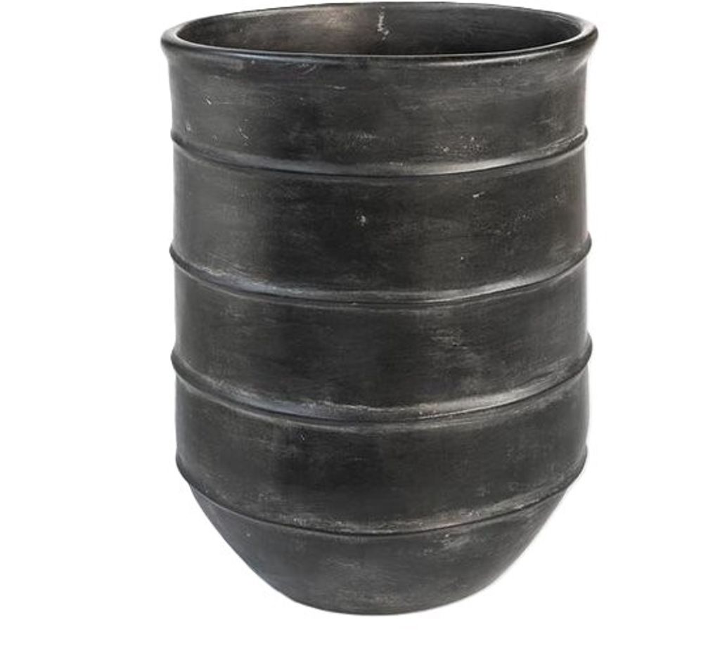 DBT Blumentopf Vase Terrakotta Schwarz-Grau H 45cm T 35cm