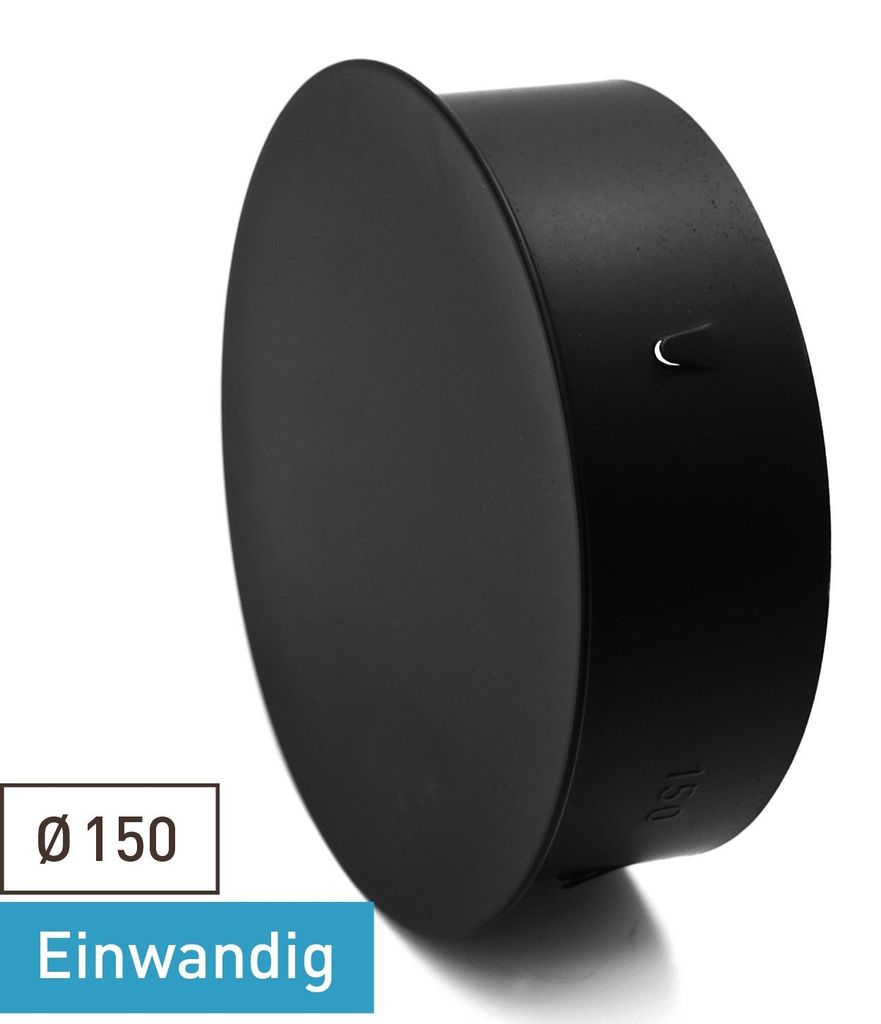 Raik Basic Blindkappe 150mm schwarz für Rauchrohr / Ofenrohr