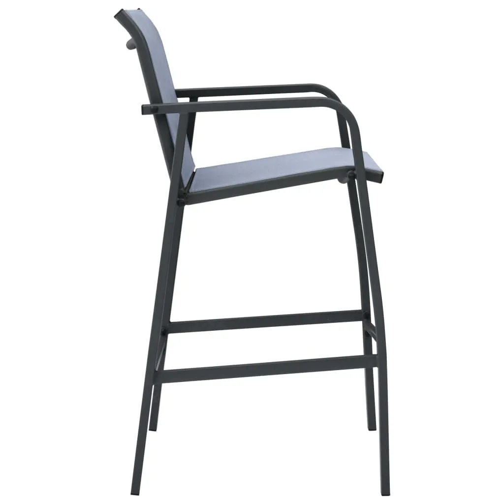 Lot de 2 Tabourets de bar extérieurs Gris avec Assise en Textilène - 4
