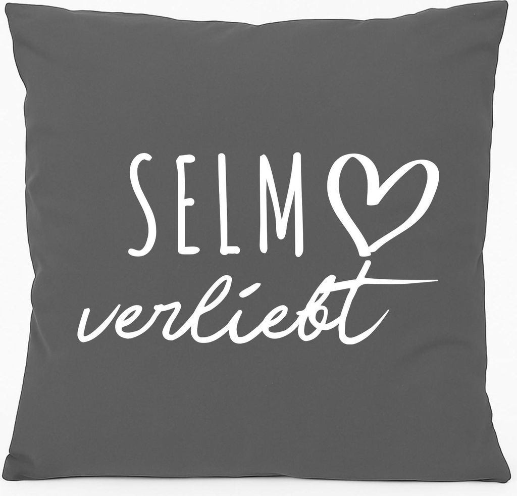 Huuraa Kissen Selm verliebt 40x40cm mit Füllung Steel Grey Baumwolle Dekokissen Geschenkidee