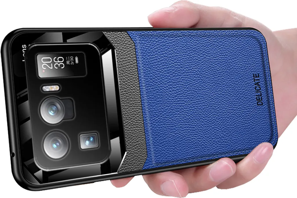 Cover Slim Xiaomi Mi 11 Ultra Pelle Litchi Blu e Vetro Protettivo