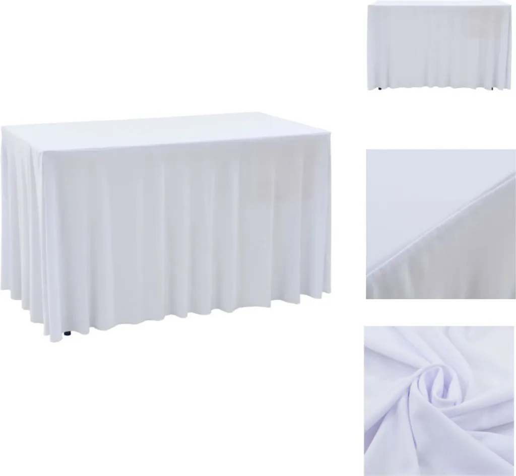 Set 2 Copritavolo vidaXL Elasticizzati Bianchi 120x60 cm - Eventi Top