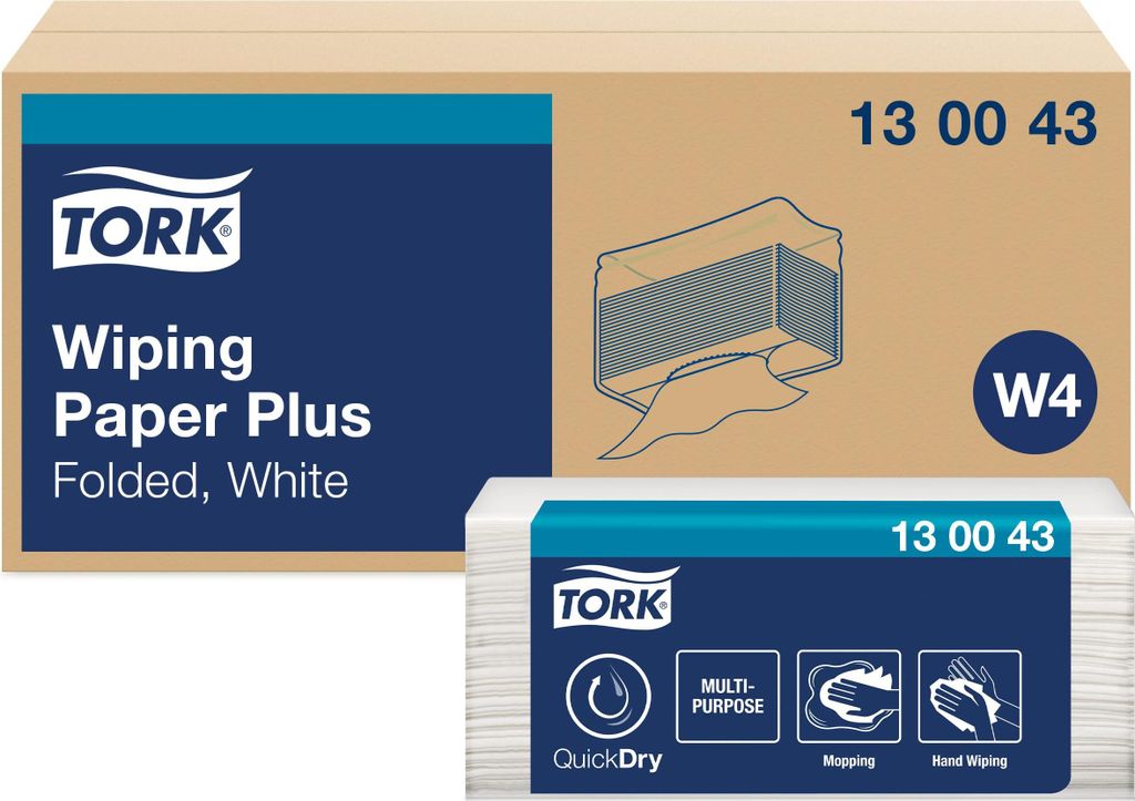 Tork 130043 Starke Mehrzweck Papierwischtücher für W4 Einzeltuch System / 2-lagige Papiertücher in Weiß / / 200 Papiertücher / 38,5 x 32,4cm (...