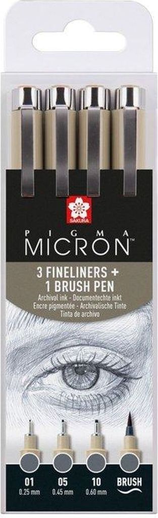 Sakura Pigma Micron Fineliner-Set farbsortiert 0,25 + 0,45 + 0,60 mm, 4 St.
