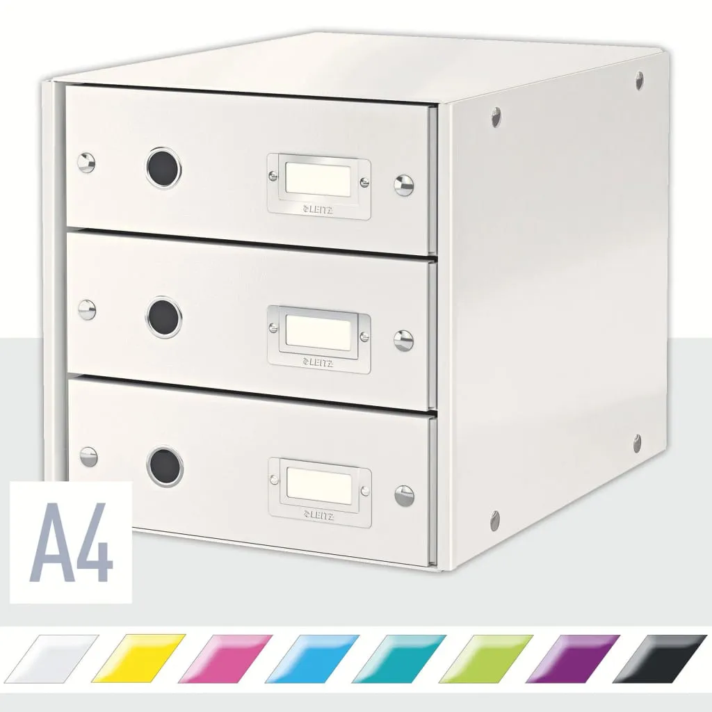 Rangement de bureau 3 tiroirs Leitz blanc pour organiser vos documents