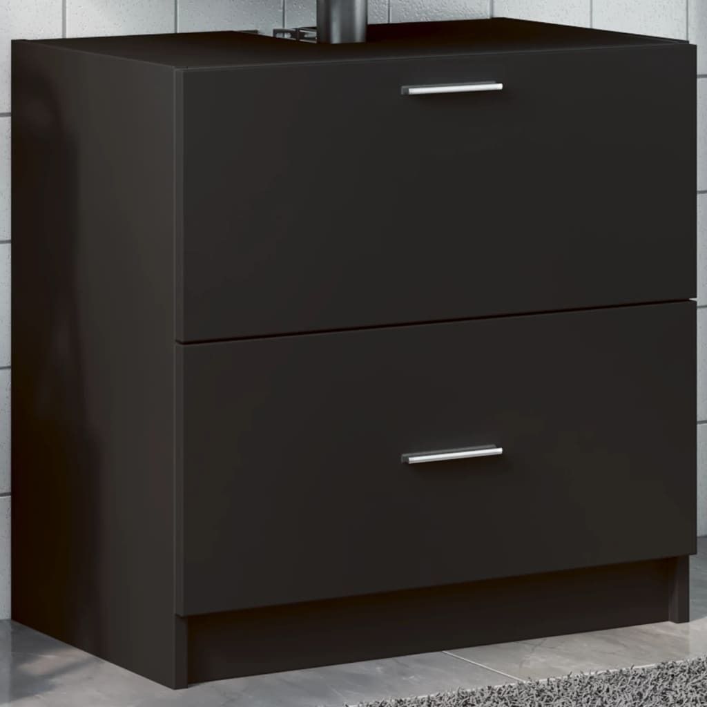 "2026 Promotion" Waschbeckenunterschrank - Badezimmerschrank - Schwarz 59x37x59 cm - Holzwerkstoff - Badezimmer CC30546