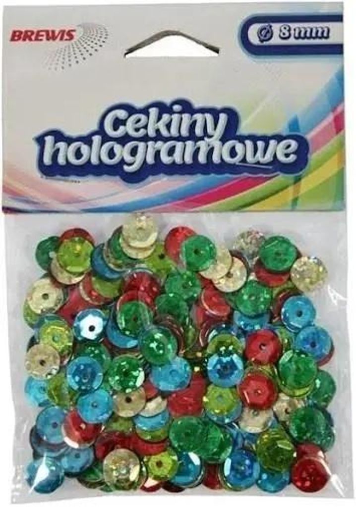 Hologramm-Pailletten 8 mm, 10 g, gemischt – Brewis