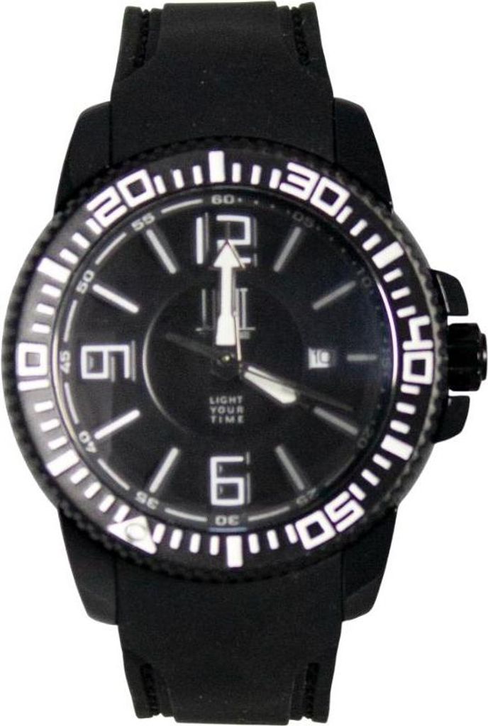 Light Time Armbanduhr Herren Kunststoff Silikonband Datum Schwarz L134BLK