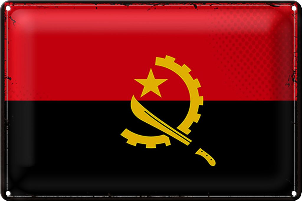 Blechschild Flagge Angola 30x20cm Retro Flag of Angola