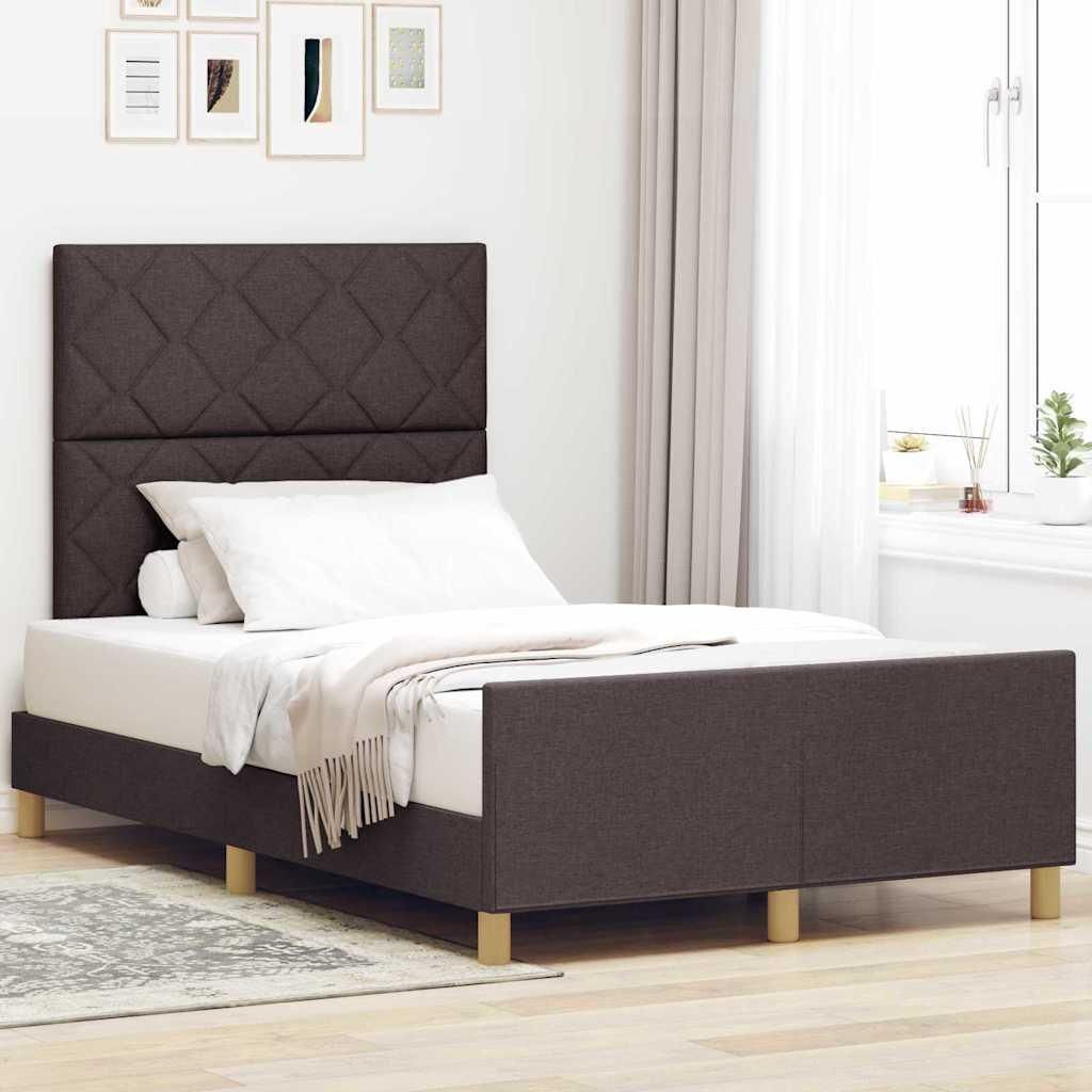 Maison Exclusive - Bettgestell mit Kopfteil Dunkelbraun 120 x 190 cm Stoff