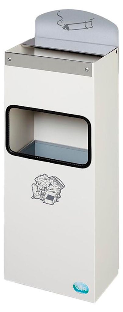 Robuster Wandascher mit Schild | 4 Liter, HxBxT 55x14,5x22cm | Verzinkter Stahl | Weiß