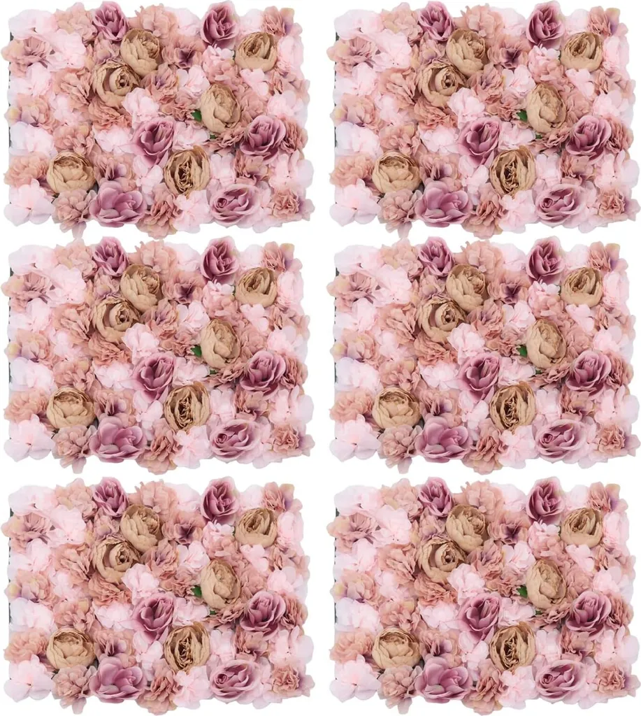 Mur de Fleurs Artificielles Rose Champagne pour Décoration de Mariage