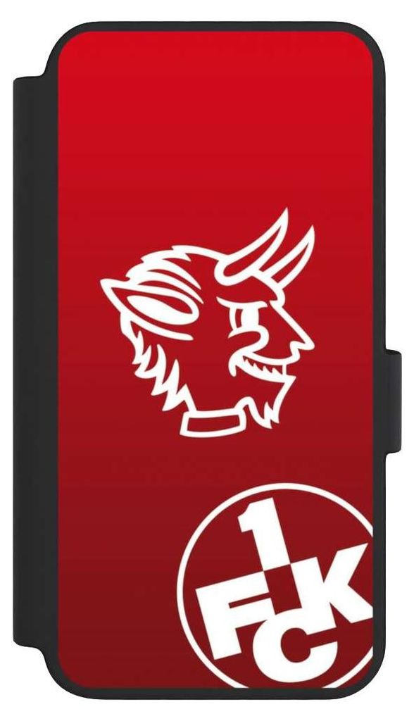 NIVOCASE Klapphülle für Samsung Galaxy S23 Handyhülle aus Kunst Leder NIVOflip schwarz 1. FC Kaiserslautern Offizielles Lizenzprodukt Teufel