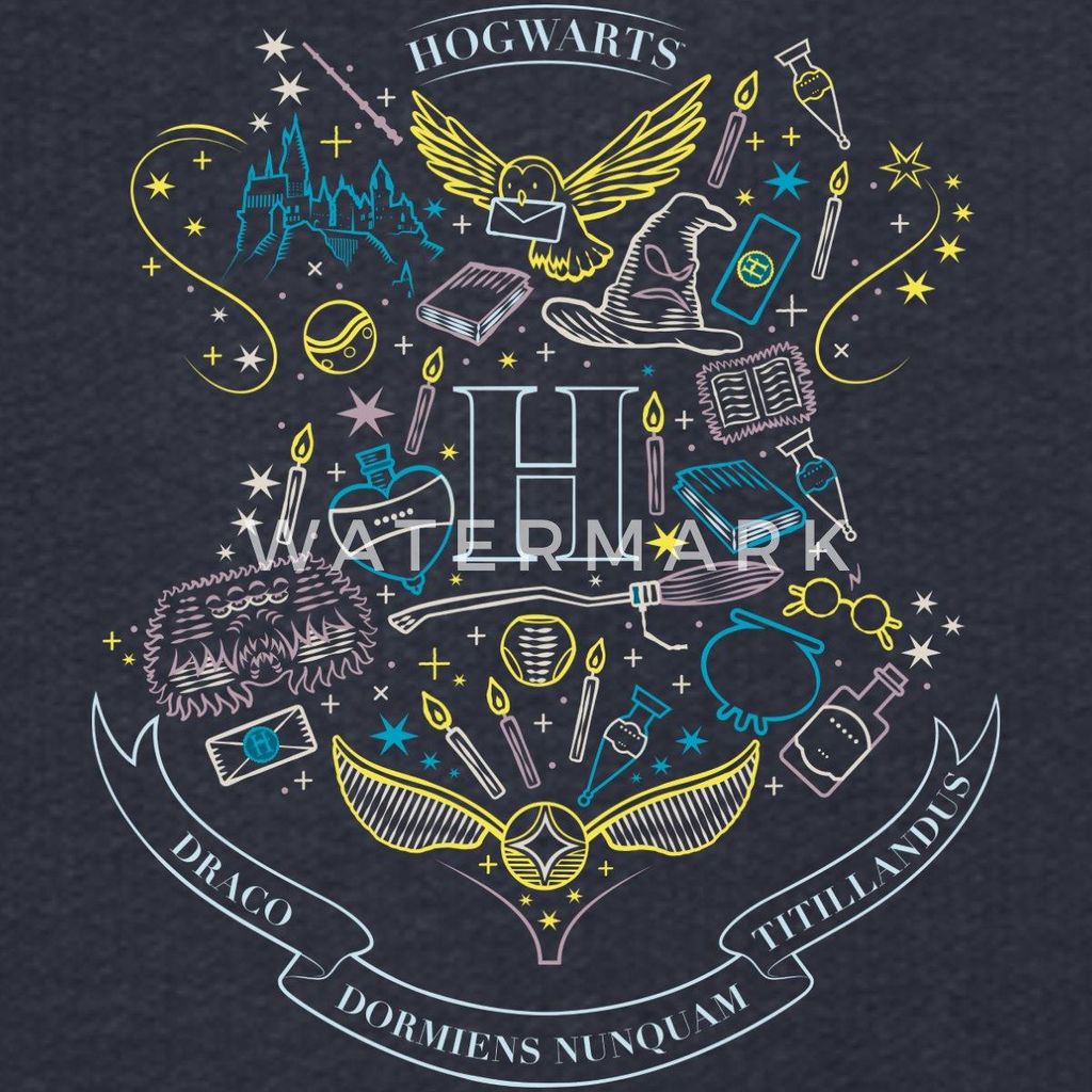Spreadshirt Harry Potter Hogwarts Elemente Kinder Premium Hoodie, 158/164 (12 Jahre), Navy