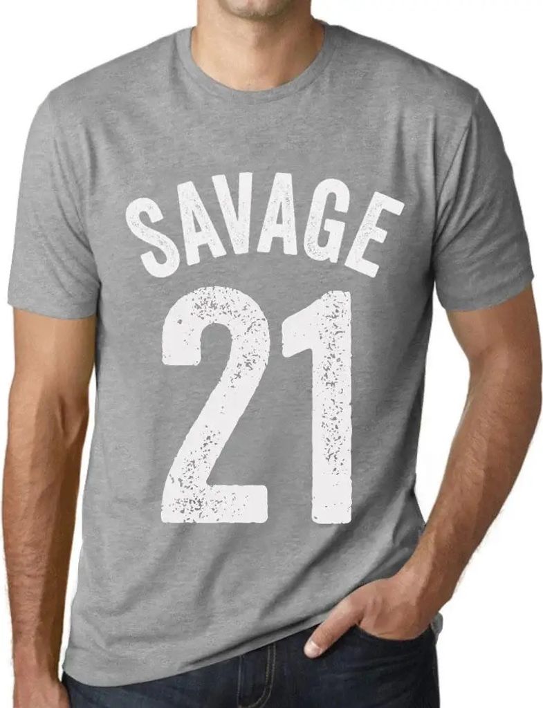 Herren Grafik T-Shirt Savage 21 Geschenk 21. Geburtstag Jahrestag 21 Jahre Jubiläum 21 Jährige Mann Jahrgang 2003 Kurzarm Lustige Druck