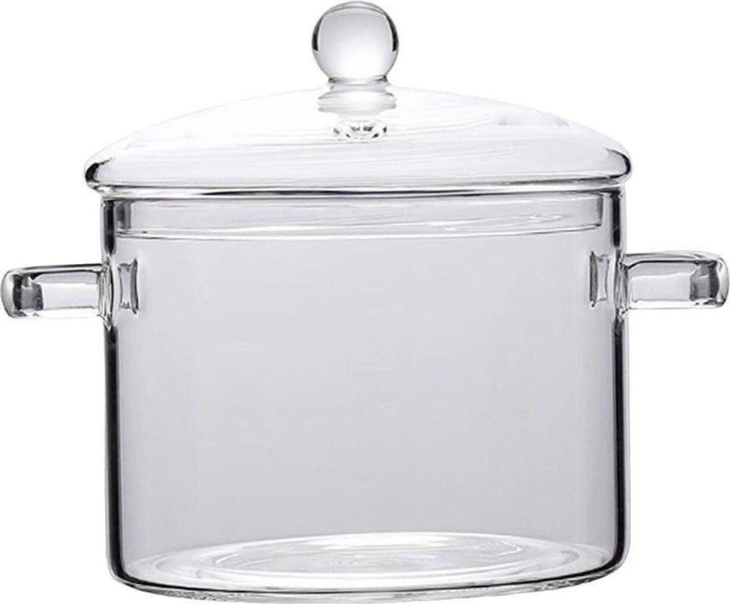 Glastopf Hitzebeständig,Glaskochtopf,mit Deckel 1,9L