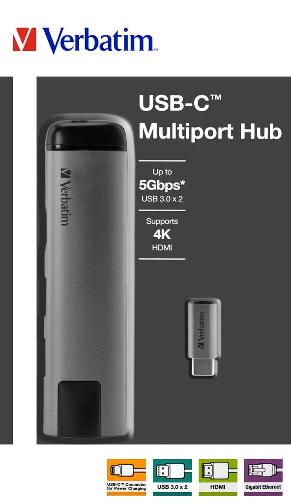 Verbatim USB-C Multiport Hub USB 3.0 HDMI Gigabit Ethernet