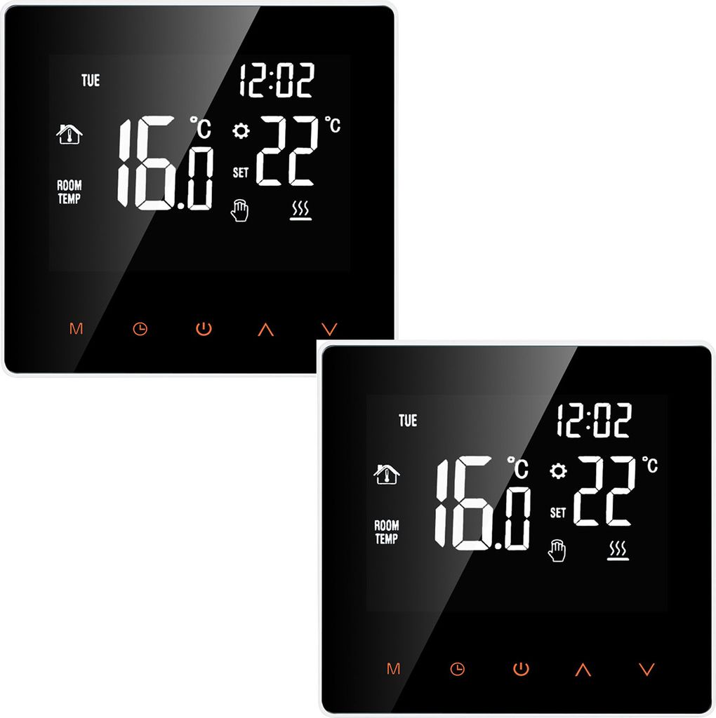 2X Smart Thermostat Digitale Temperaturregler LCD Display Touchscreen Woche Programmierbare Elektrische Fussbodenheizung Thermostat fuer Home Schoo...