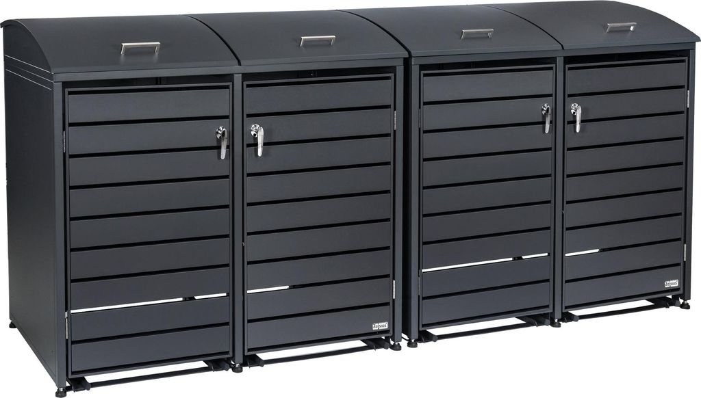 Zelsius Mülltonnenbox mit abgerundetem Deckel für vier 120 - 240 Liter Mülltonnen Anthrazit RAL 7016