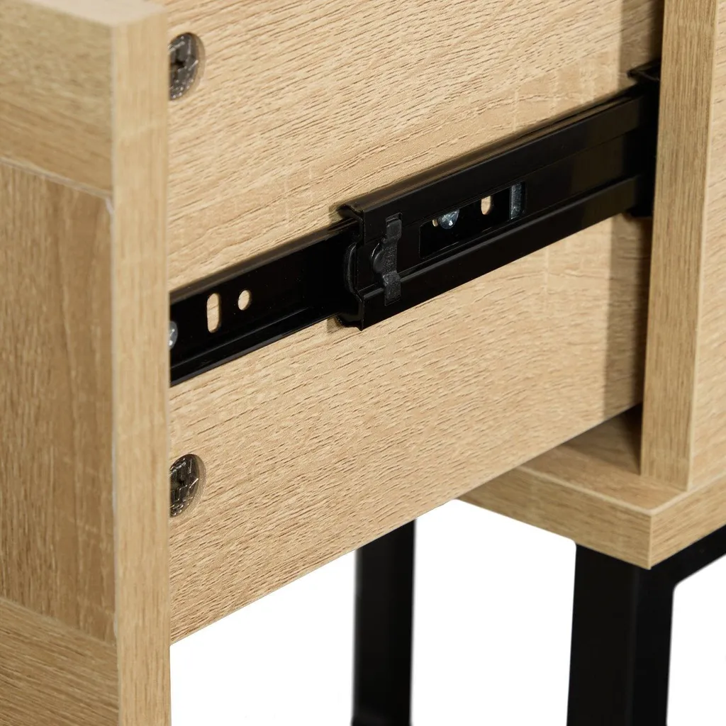 Table de chevet pour petite chambre avec tiroir et structure métal - 6