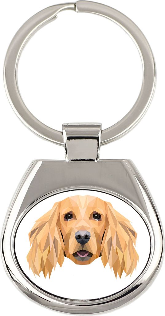 English Cocker Spaniel, Englische Cockerspaniel - geometrischer Schlüsselanhänger mit Foto und Aufschrift Art-Dog