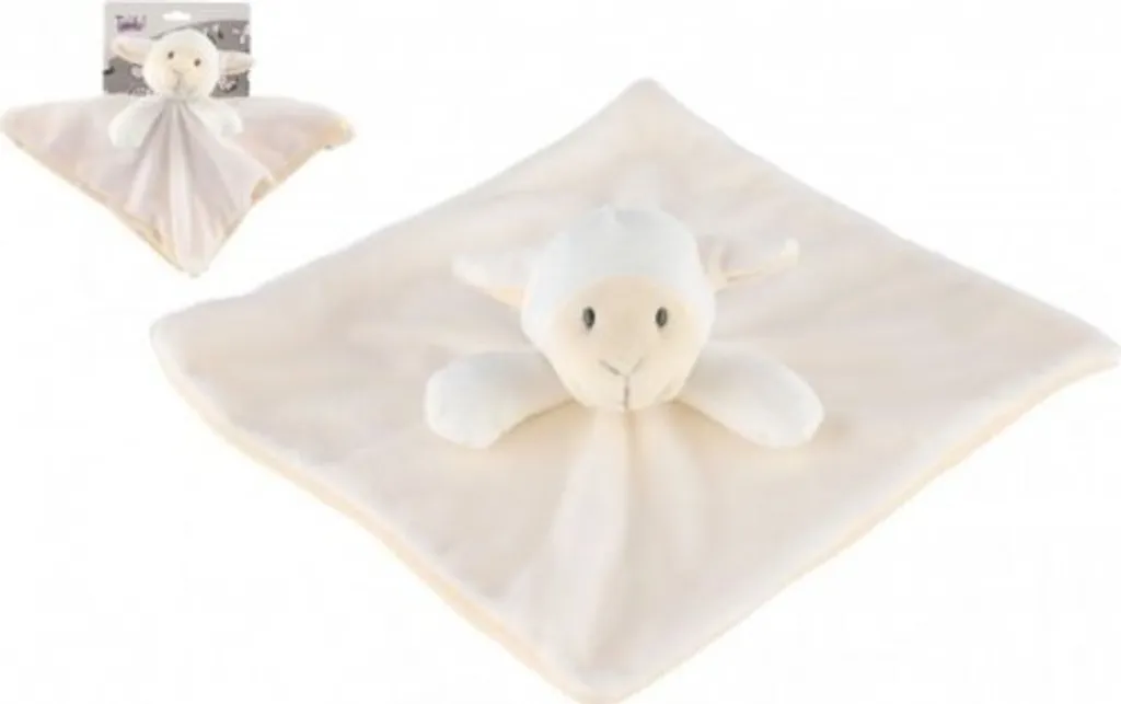 Hochet mouton blanc en peluche 25x25 cm avec son apaisant pour le dodo