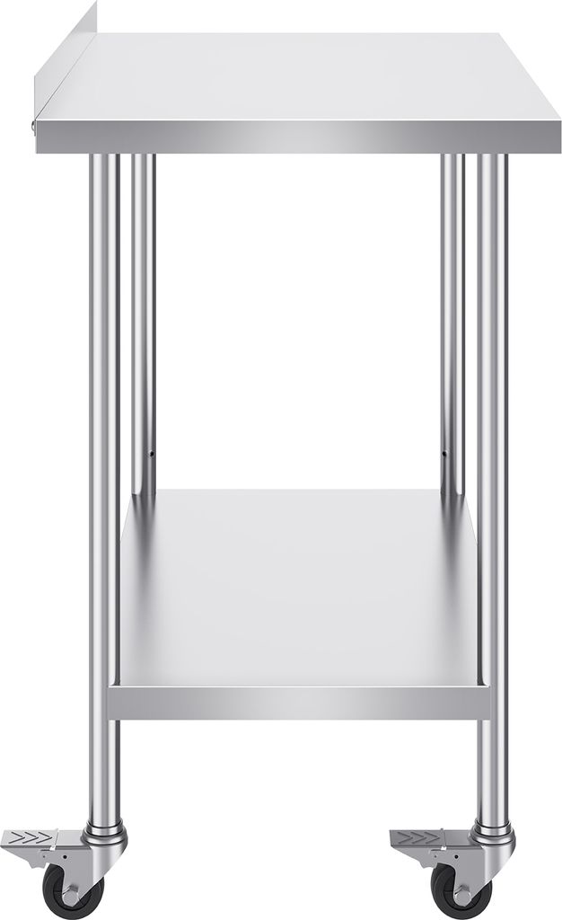 SucceBuy Edelstahl-Arbeitstisch 24 x 36 x 40 Zoll, kommerzieller Arbeitstisch mit Rollen, einstellbarer Höhe, robuster Tisch für Lebensmittelzube...
