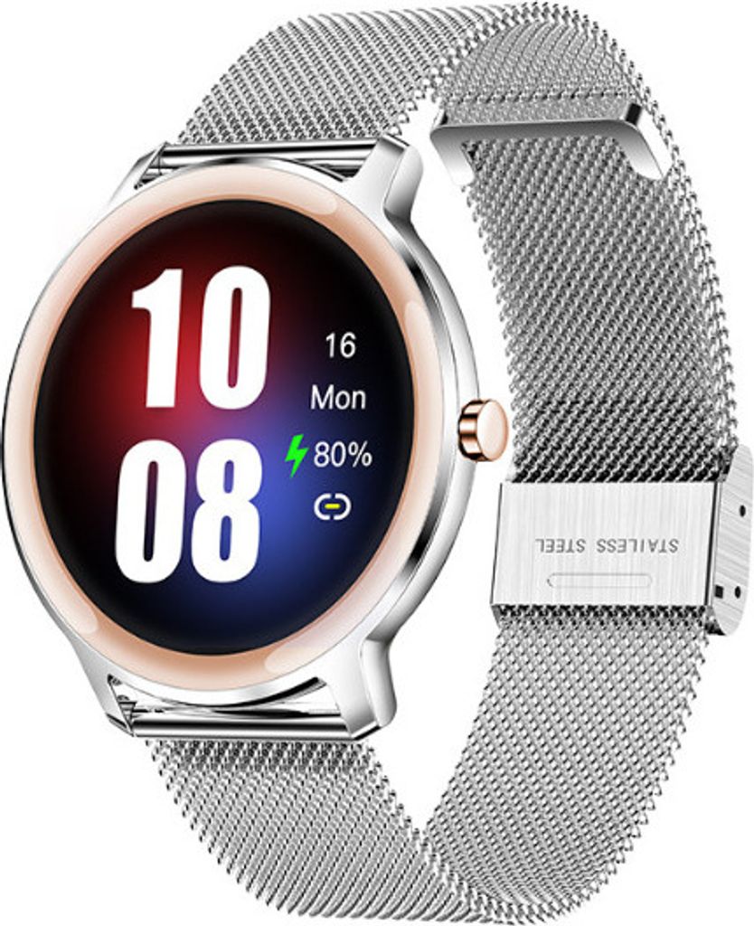 Damen SmartWatch Smartband IP67 Wasserdicht Schlafüberwachung Armband Sport Fitness für Android IOS , Silber