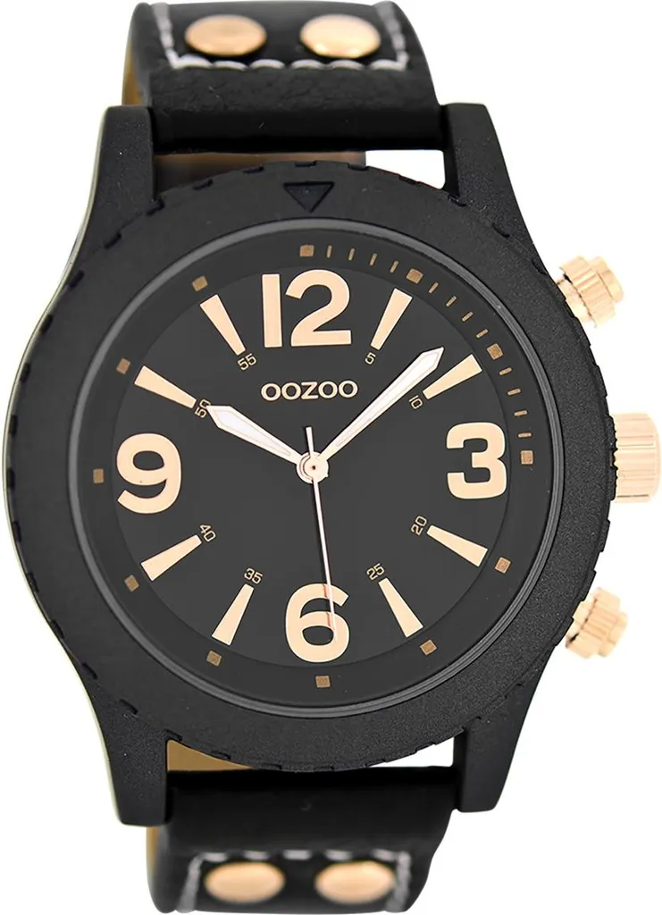 Montre Homme Oozoo Bracelet Cuir Noir Idéale pour Style Business Chic